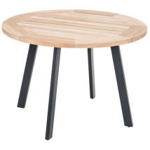 Runder Gartentisch Cocos Teak Und Schwarzstahl Durchmesser 105cm - Jardiline