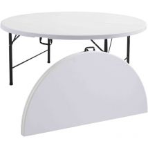 Runder Klapptisch von 180 cm - 10er-Set Weiß