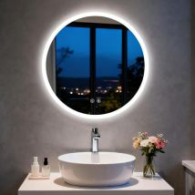 Runder Led-badezimmerspiegel, 50 Cm: Led-badezimmerspiegel Mit Antibeschlagbeschichtung, 3000k–6000k