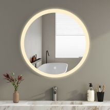 Boromal - Runder led Badspiegel 60cm led Spiegel Rund mit Touch Schalter led Dimmbar Beleuchtung - Warmweiß Kaltweiß Neutral Badezimmerspiegel