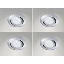 Meinewunschleuchte - Runder led Einbaustrahler Decke im 4er Set schwenkbar Chrom glänzend 5 Watt