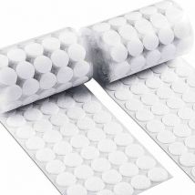 Ontway - Kratzaufkleber, rund, Kreise mit selbstklebenden Haken und Schlaufen, 500 Paar Münzen, Klettverschluss-Klebepflaster auf der Rückseite, weiß