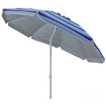 Runder Strandschirm 2 Meter mit Aluminiumstangen und blauen Streifen Polyester Tuch