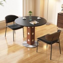Runder Tisch Mit Sintersteinplatte 90 Cm, Holz-metall-gestell,schwarz
