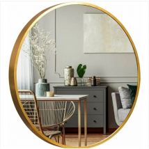 Shmshng - Runder Wandspiegel mit Rahmen aus Aluminiumlegierung – Goldfarbener, 60 cm großer, feuchtigkeitsbeständiger Spiegelrahmen – RWWall Mirror