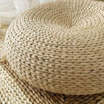 Tonchean - Rundes Tatami-kissen Aus Stroh, Natürliches Bodenkissen, Rundes Meditations-yoga-kissen, Kissen Im Japanischen Stil, 40 Cm