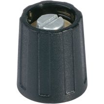 Drehknopf Schwarz – Spannzangenbefestigung – Ideal für Drehpotentiometer nach DIN 41 591 – 1 Stück