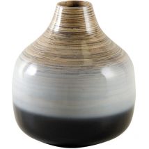 Rundliche Vase aus lackiertem Bambus