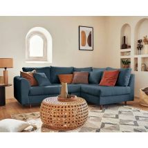 Rune - canapé d'angle droit - 4 places - en tissu bouclette - bleu nuit