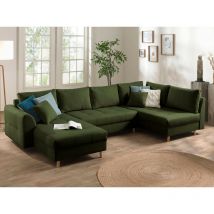 Rune - canapé panoramique - 7 places - style scandinave - droit - vert