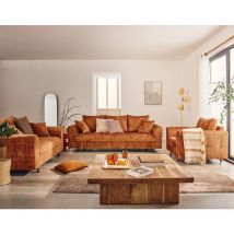 Rune - fauteuil en velours texturé - rouille