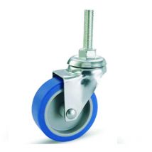 Ruote a forcella in gomma blu sintetica con perno 221b - ø mm.40x18 perno ø mm.8x30 mm.56h. port. kg.15