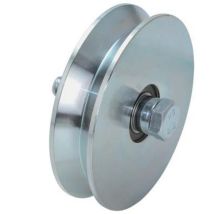 Ruota Cancello A Fissare Gola V 407 Combi Zincata + Doppio Cuscinetto Mm 100