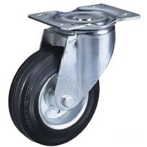 Ruote industriali in gomma con piastra girevole - ø mm.100 piastra mm.100x80