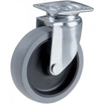 Ruota in Gomma con Piastra Girevole D1P 7 40 mm Piastra 47x47mm Portata 15Kg