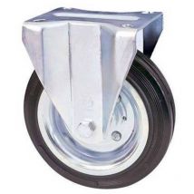 Ruota a forcella su piastra 80A avo • a/zincr/gomma nera d.mm 100X30 p.mm 100X85