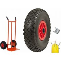 Ruota Piena antiforatura in Poliuretano 3.00-4 Cerchio + Gomma pu Ricambio Pneumatico per Carrello portasacchi carriola carrellino Portapacchi Union