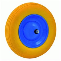 Ruota poliuretanica per carriola con cuscinetto perno corto 125mm