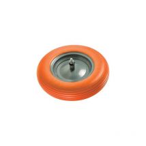 Hand - ruota pu antiforo x carriola • mm 370X80 disco metallo mozzo mm 170 + asse
