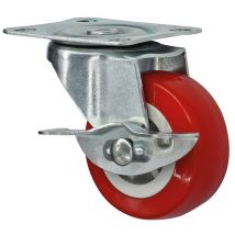 RUOTA PVC ROSSA mm.65 PIASTRA GIR.FRENO