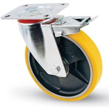 Ruota girevole per carrelli con supporto in acciaio e freno Ø100x25 mm