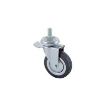 Ruota a forcella girev p.filett +fermo 155BISB AVO a/cromato/gomma nera d.mm 100X24 f.ma 12X30