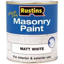 Rustins Quick Dry Masonry Paint Matt White 500ml RUSMASPW500