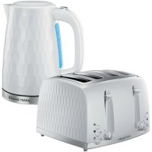 Russell Hobbs - Honeycomb 4 Slice Toaster & Kettle Set, White