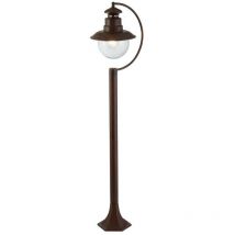 Searchlight Station 1 Light Outdoor Garden Post (1100mm Height) - Rustic Brown With Clear Glass