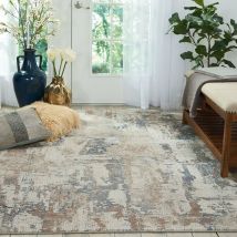 Rustic Textures RUS06 Beige Grey 160cm x 221cm Rectangle - Grey and Beige