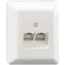Uae 2x8(8) Ap rw Prise réseau montage apparent (en saillie) insert avec plaque centrale et châssis cat 3 blan - Rutenbeck