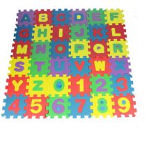 Rutschfeste Spielmatte Für Kinder – 36 Teile À 12 X 12 Cm – Mehrfarbiger Schaumstoff – Buchstaben Und Zahlen Lernen – Jormftte