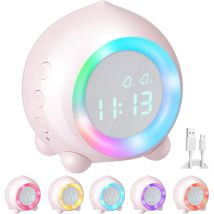 Zolginah Réveil Enfant, Lumineux Led Numerique En Usb Charge, Réveil Veilleuse Fille Garcons Volume Réglable Snooze Réveil Rose