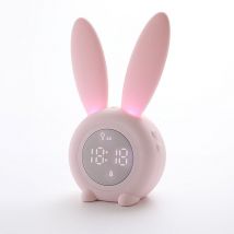 Réveil Matin à Induction en Forme de Lapin Mignon, Intelligent Réglage Automatique de la Lumière de Respiration, Affichage Automatique