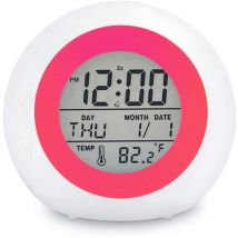 Réveil numérique pour enfants 7 couleurs Veilleuse Fonction Snooze Détection de température pour tout-petits enfants garons filles étudiants Réveil