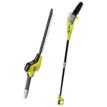 Pack podadora 750W + cortasetos regulable 450W en pértiga Ryobi