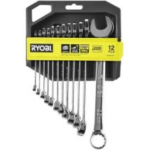 12er Schlüsselset (8, 9, 10, 11, 12, 13, 14, 15, 16, 17, 19, 22 Mm) - Ryobi - Rückwinkel 15° - Kompatibel Mit Ryobi Link