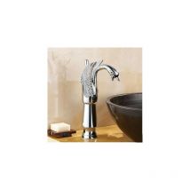 Robinet Salle de Bain Doré Laiton Massif Mitigeur Haut Robinet Lavabo Salle de Bain Robinet De Pont Monté(Tall,galvanisé) - S-giant