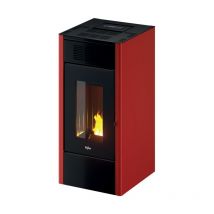 Saba - Poêle à pellets gainable 14 Kw, rouge - Pegaso