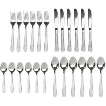 Sabichi Hammered 24 Piece Cutlery Set Stainless Steel - 6 Place Settings