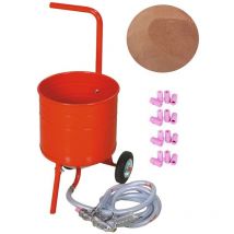 Equipement Express Sicoba - Sableuse Aérogommeuse mobile sur Roulettes 31,50L 50lb 23kg + 20 Buses + Sac 20kg d'Abrasif Garnet 200A+ Mesh