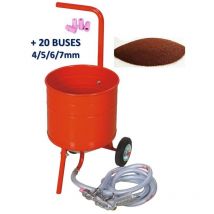 Equipement Express Sicoba - Sableuse Aérogommeuse mobile sur Roulettes 31,50L 50lb 23kg + 20 Buses + Sac 20kg d'Abrasif Garnet 80A+ Mesh