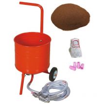 Equipement Express Sicoba - Sableuse Aérogommeuse mobile sur Roulettes 31,50L 50lb 23kg + Sac 20kg d'Abrasif Garnet 120A+ Mesh
