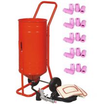 Equipement Express Sicoba - Sableuse Aérogommeuse mobile sur Roulettes 56,70L 90lb 41kg + 20 Buses