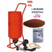 Equipement Express Sicoba - Sableuse Aérogommeuse mobile sur Roulettes 56,70L 90lb 41kg + 20 Buses + Sac 20kg d'Abrasif Garnet 80A+ Mesh