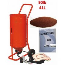 Equipement Express Sicoba - Sableuse Aérogommeuse mobile sur Roulettes 56,70L 90lb 41kg + Sac 20kg d'Abrasif Garnet 80A+ Mesh