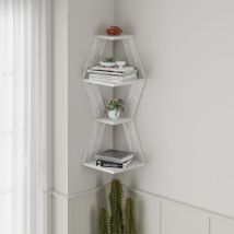 Sablor Modern Corner Shelf 86cm Narrow - Ancient White - Ancient White - Decortie