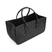 Sac à bois en feutre noir – 40 cm x 30 cm x 30 cm – Rangement bûches pour cheminée et poêle – LIENBACHER