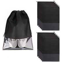 Sac à Chaussures de Voyage 10pcs avec Fenêtre Transparante Sac de Rangement Anti-Poussière Imperméable pour Chaussures Vêtements Pendant Voyage et