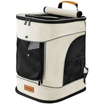 Sac à Dos pour Animaux domestiques 12 kg avec Poches latérales Laisse Incluse Sac de Transport Chien Chat Rongeur Beige - Cadoca